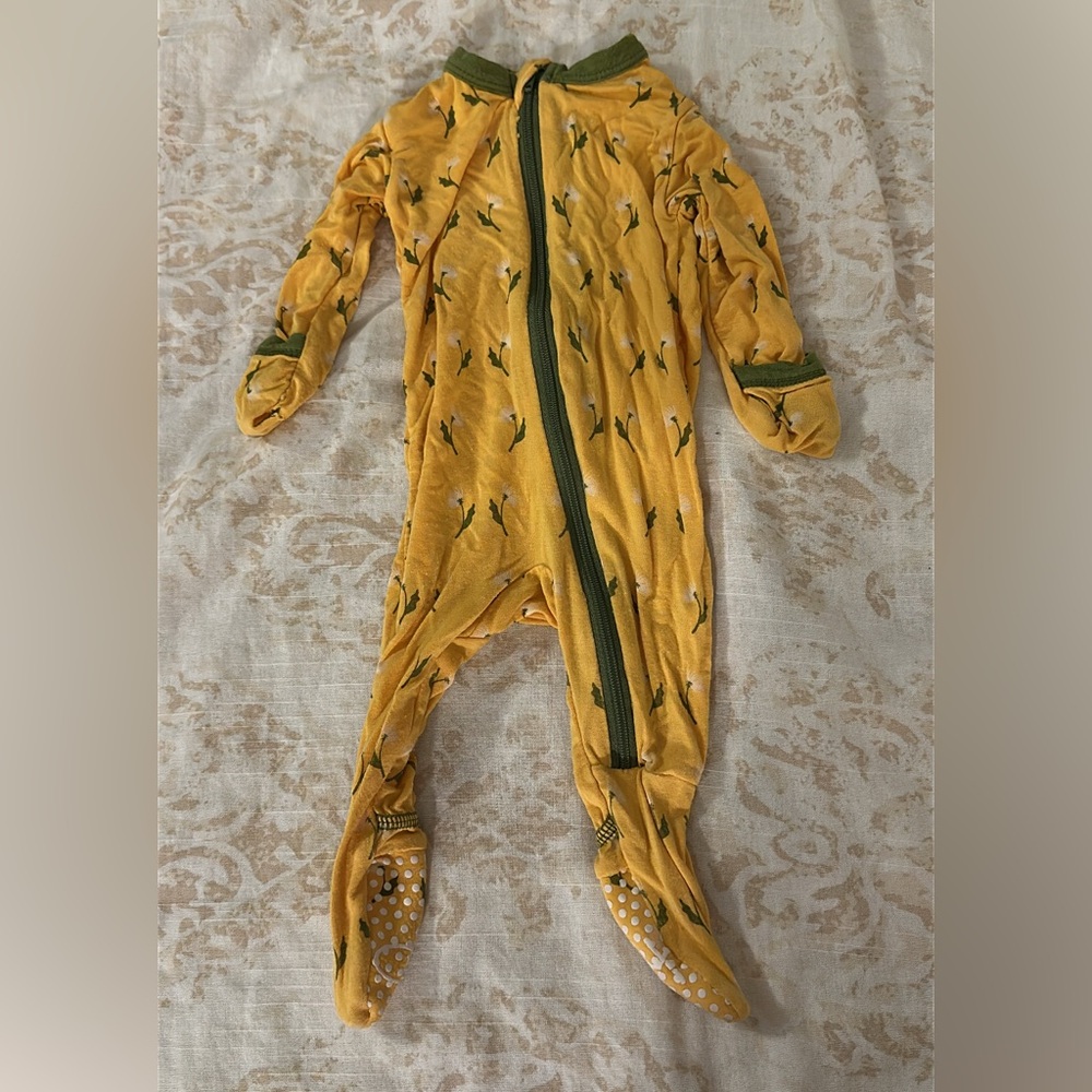 Kickee Pants Mustard Floral Kids Footie